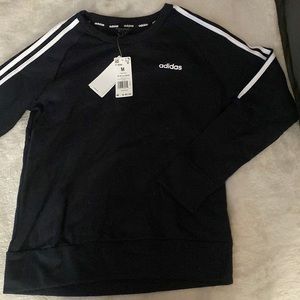 NWT Adidas Black Striped Crewneck Sweater